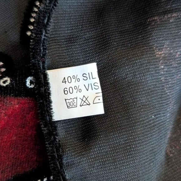 Vintage 90s Silk Viscose Paisley Geometric Fringe Shawl - Picture 5 of 5